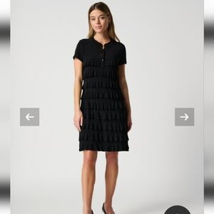 Joseph Ribkoff Black Short Sleeve Ruffled Dress NWT Size 10